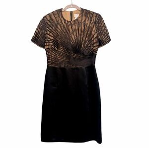 Vintage Badgley Mischka 100% silk and lace black A-line sheath dress, size 8